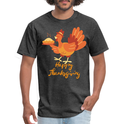 Happy Thanksgiving with Turkey | Unisex Classic T-Shirt for Men and Women - heather black