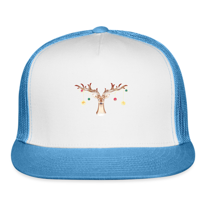 Reindeer with Decorative Hanging Ornaments | Trucker Hat - white/blue