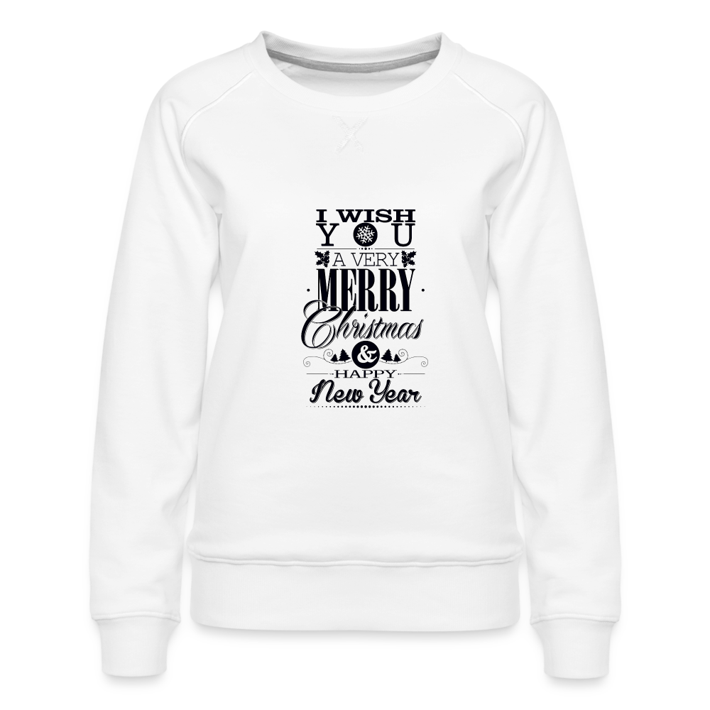 Merry Christmas & happy New Year Design For Women’s Premium Sweatshirt - white