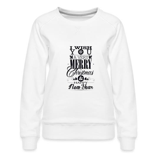 Merry Christmas & happy New Year Design For Women’s Premium Sweatshirt - white