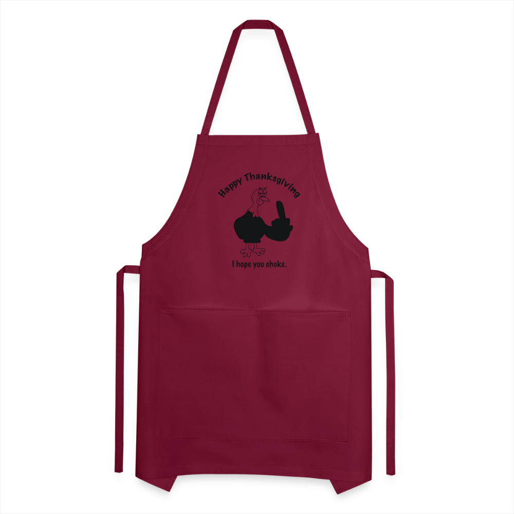 Happy Thanksgiving Apron | Adjustable Apron - burgundy