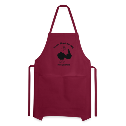 Happy Thanksgiving Apron | Adjustable Apron - burgundy