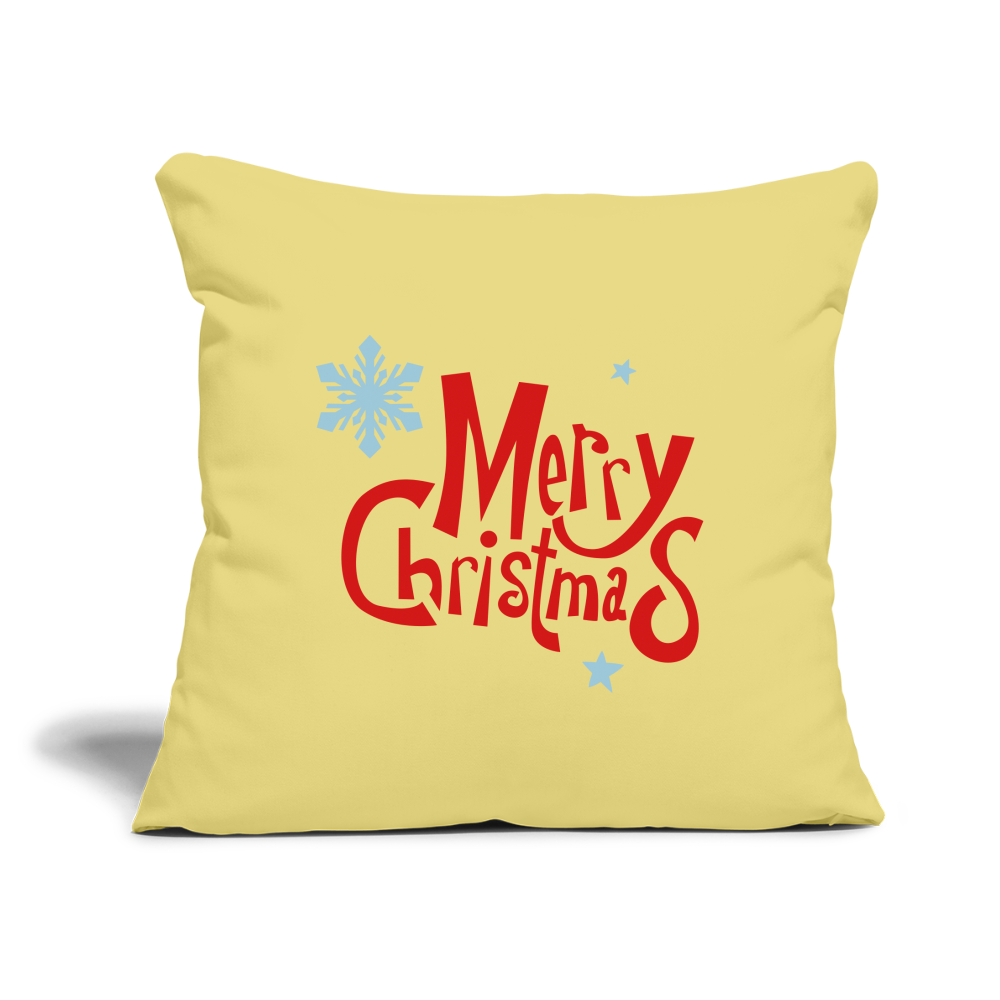 Throw Pillow Cover 18" x 18" – "Merry Christmas" Design - washed yellow