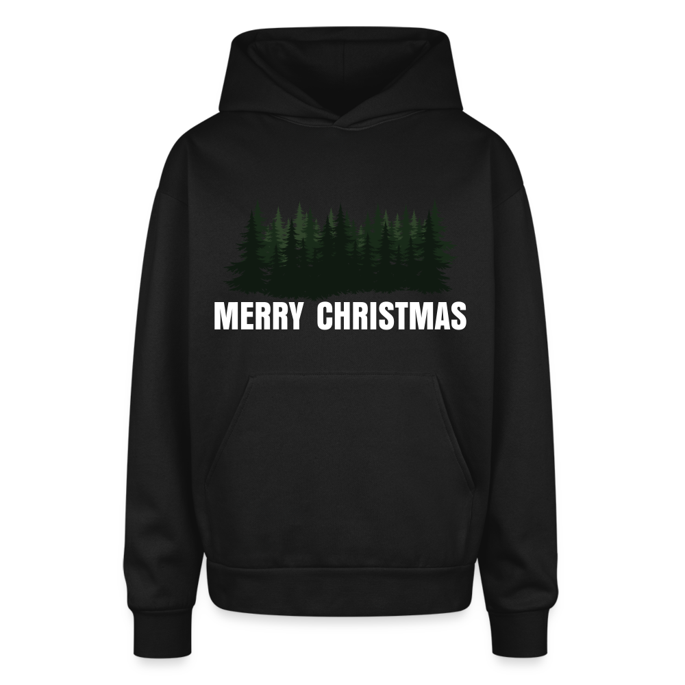 Merry Christmas Hooded Oversized Sweatshirts | Oversized Hooded Sweatshirt - black