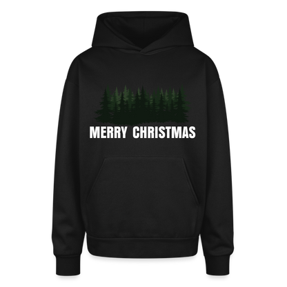 Merry Christmas Hooded Oversized Sweatshirts | Oversized Hooded Sweatshirt - black