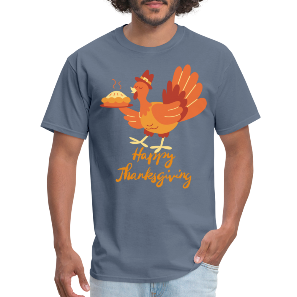 Happy Thanksgiving with Turkey | Unisex Classic T-Shirt for Men and Women - denim