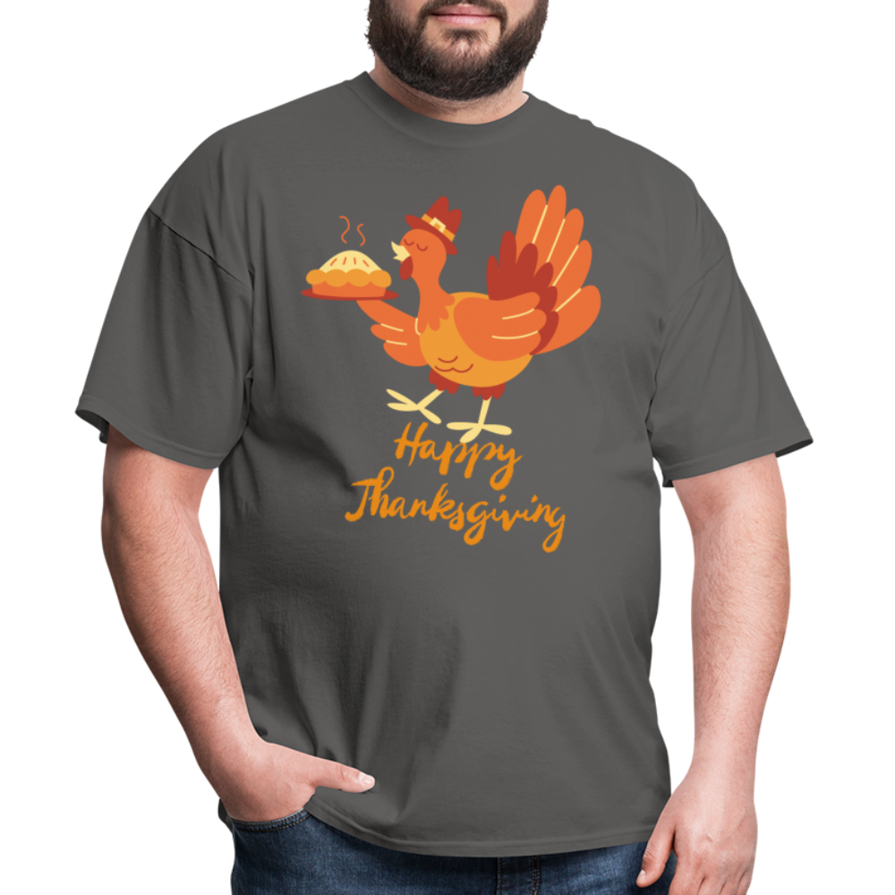 Happy Thanksgiving with Turkey | Unisex Classic T-Shirt for Men and Women - charcoal