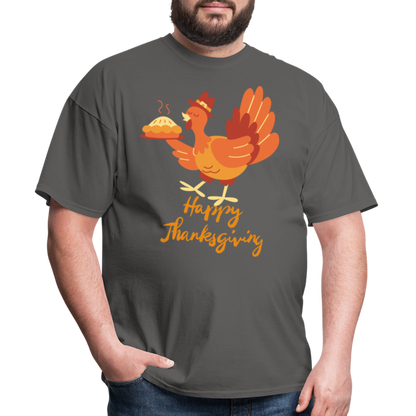 Happy Thanksgiving with Turkey | Unisex Classic T-Shirt for Men and Women - charcoal