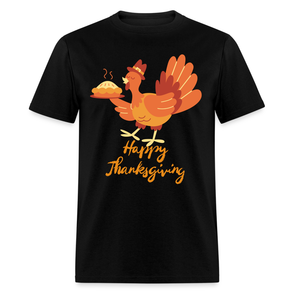 Happy Thanksgiving with Turkey | Unisex Classic T-Shirt for Men and Women - black