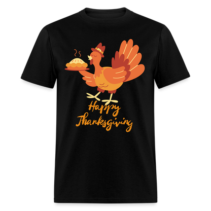 Happy Thanksgiving with Turkey | Unisex Classic T-Shirt for Men and Women - black