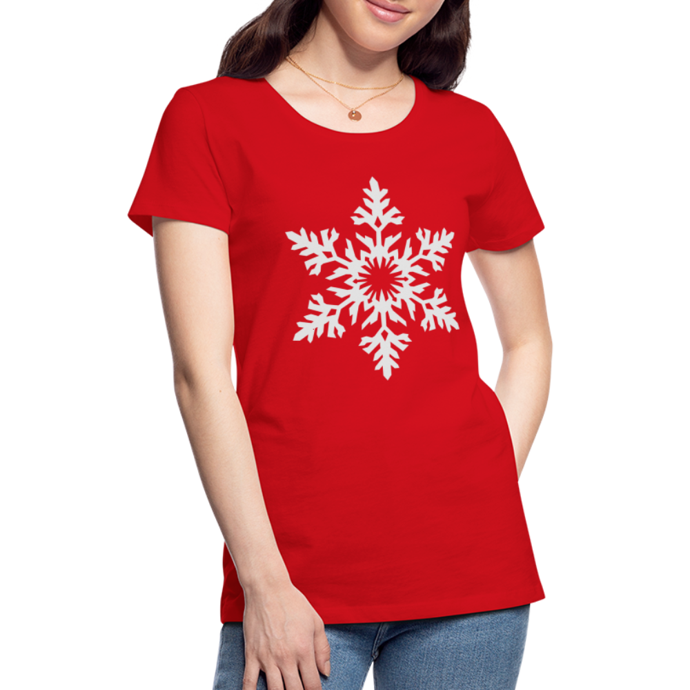 Snowflake Design T-Shirt For Women | Women’s Premium T-Shirt - red