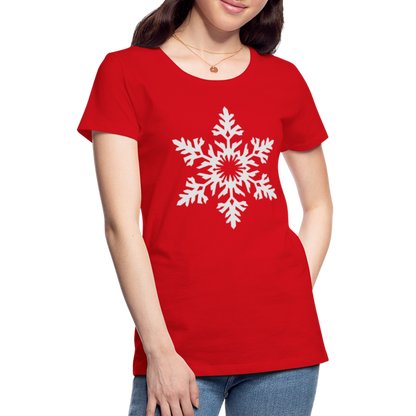 Snowflake Design T-Shirt For Women | Women’s Premium T-Shirt - red