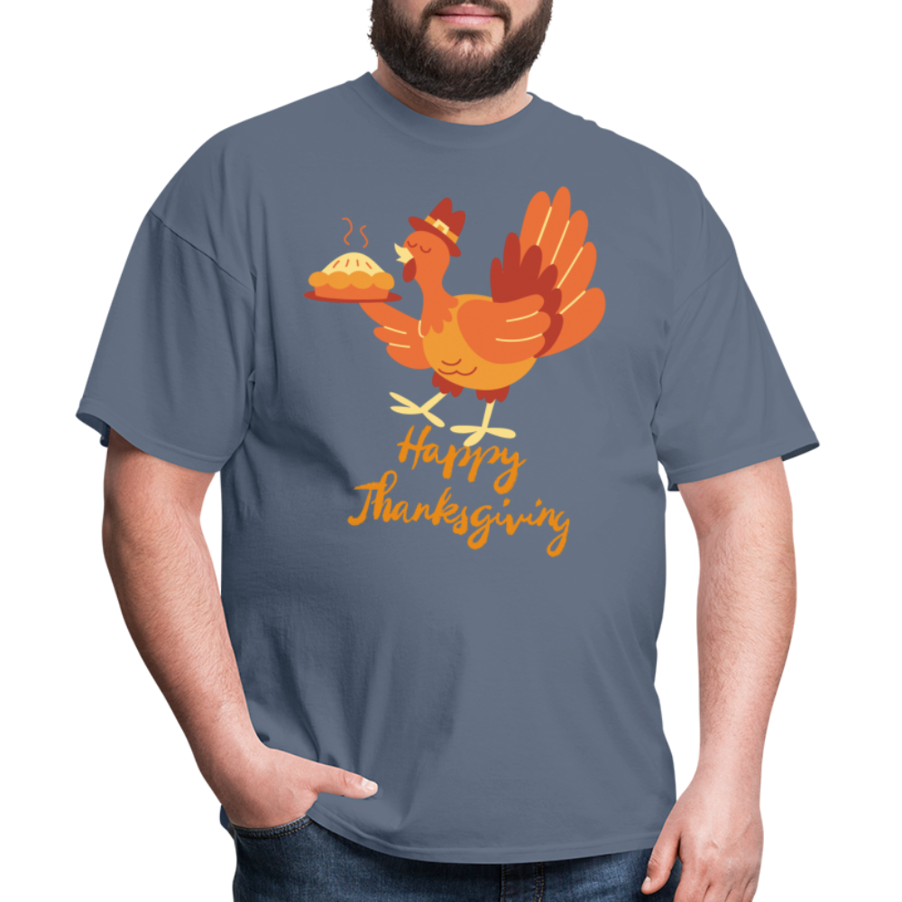 Happy Thanksgiving with Turkey | Unisex Classic T-Shirt for Men and Women - denim