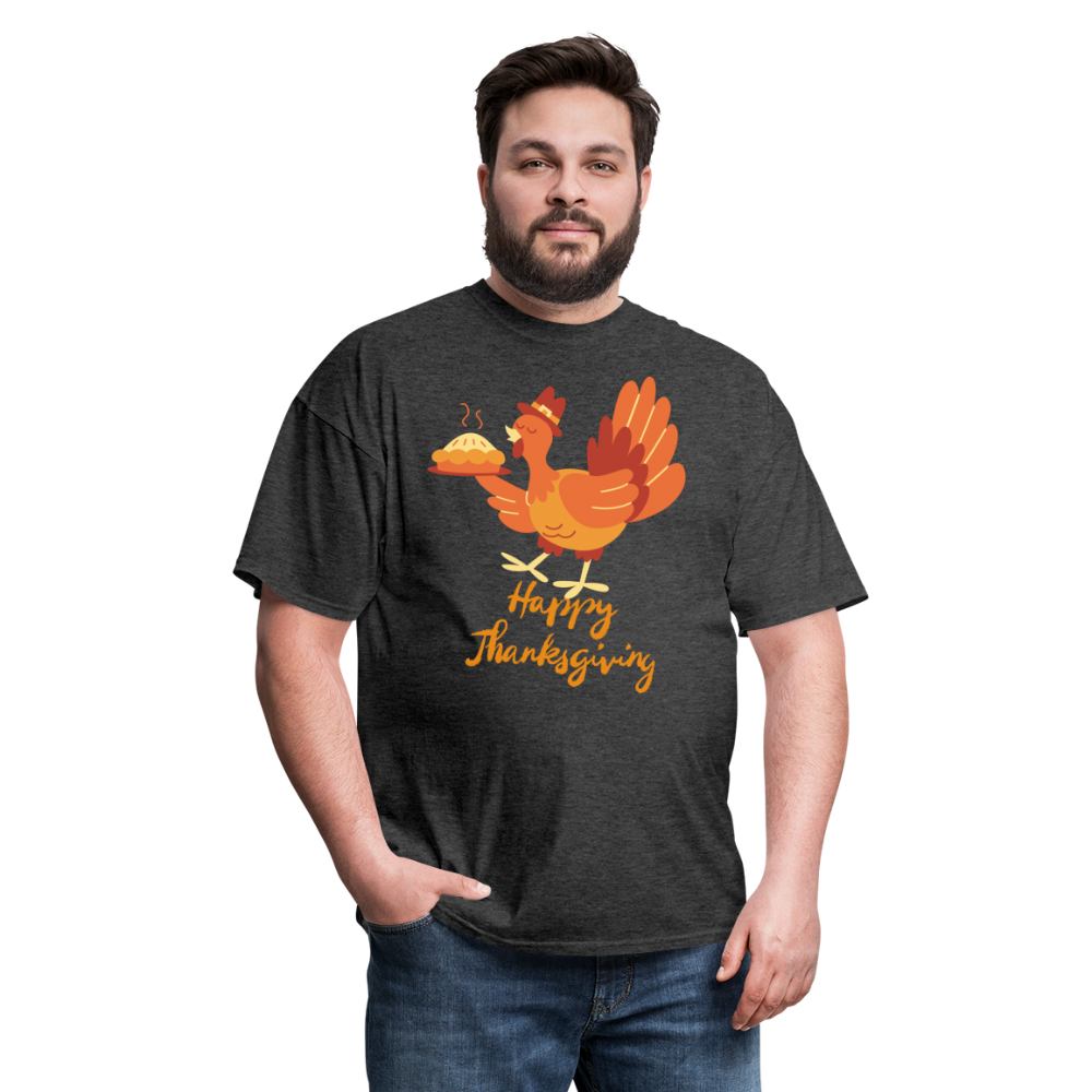 Happy Thanksgiving with Turkey | Unisex Classic T-Shirt for Men and Women - heather black