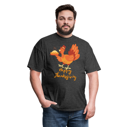 Happy Thanksgiving with Turkey | Unisex Classic T-Shirt for Men and Women - heather black