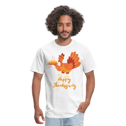 Happy Thanksgiving with Turkey | Unisex Classic T-Shirt for Men and Women - white