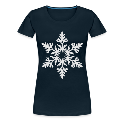 Snowflake Design T-Shirt For Women | Women’s Premium T-Shirt - deep navy