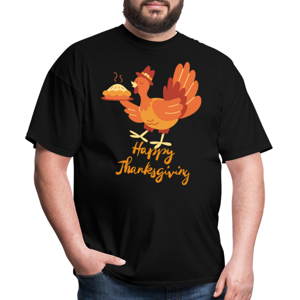 Happy Thanksgiving with Turkey | Unisex Classic T-Shirt for Men and Women - black