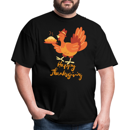 Happy Thanksgiving with Turkey | Unisex Classic T-Shirt for Men and Women - black