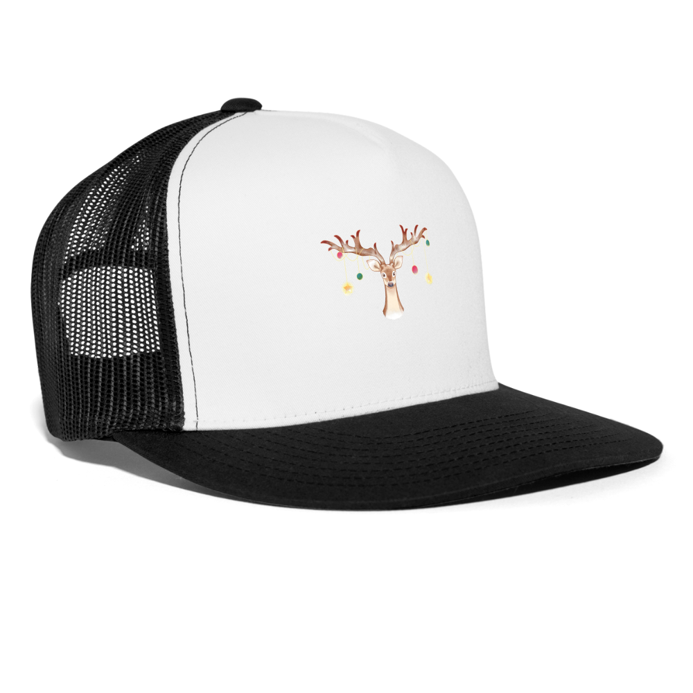 Reindeer with Decorative Hanging Ornaments | Trucker Hat - white/black