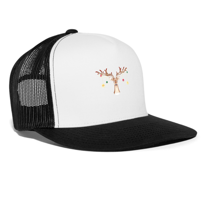 Reindeer with Decorative Hanging Ornaments | Trucker Hat - white/black