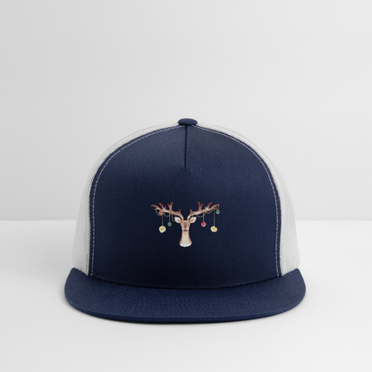 Reindeer with Decorative Hanging Ornaments | Trucker Hat - navy/white