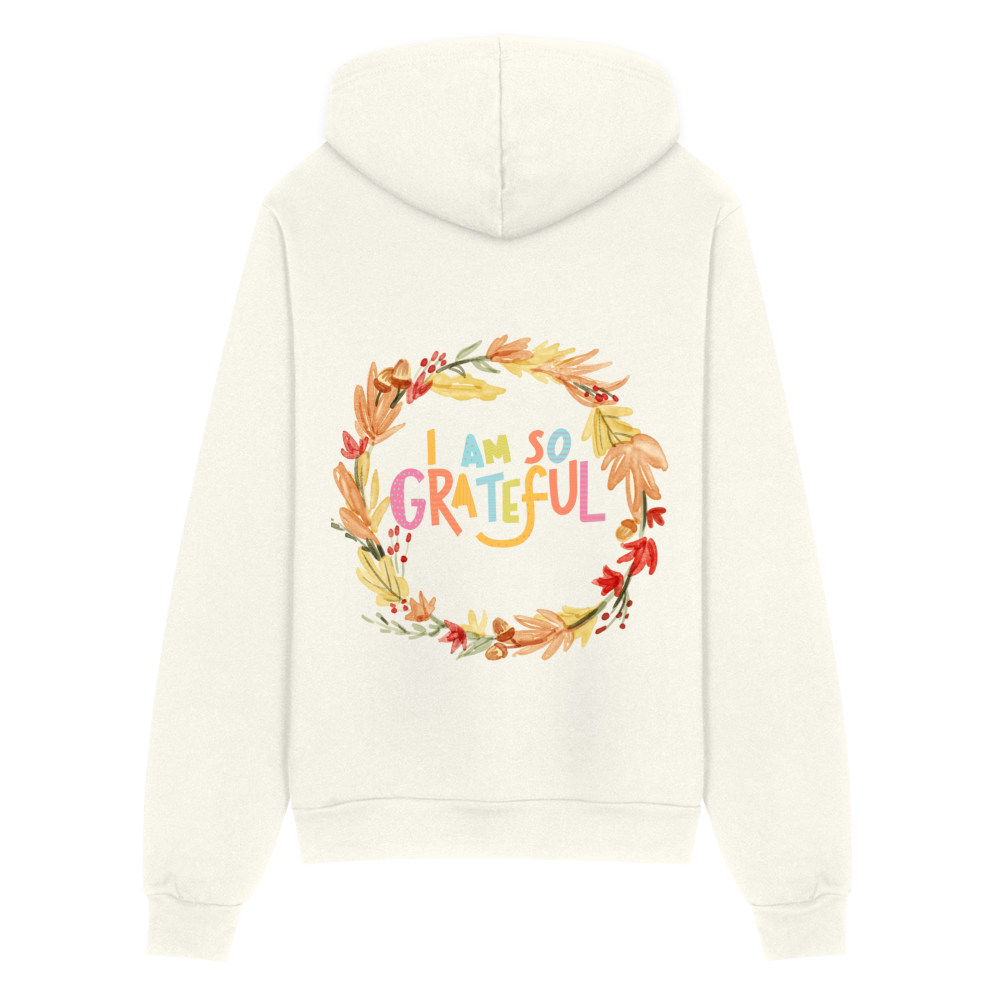 I am so Grateful | Thanksgiving Hoodie | Bella + Canvas Unisex Full Zip Hoodie - vintage white