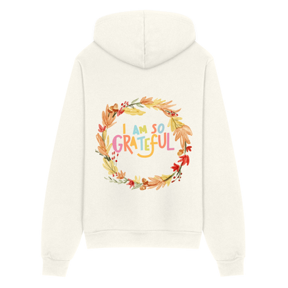 I am so Grateful | Thanksgiving Hoodie | Bella + Canvas Unisex Full Zip Hoodie - vintage white