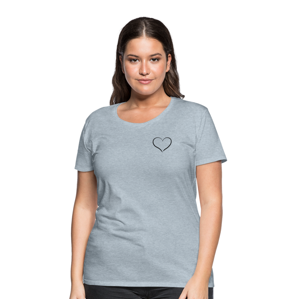 Heart Outline Design T-Shirt for Women | Women’s Premium T-Shirt - heather ice blue