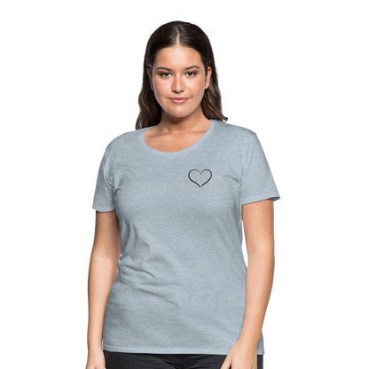 Heart Outline Design T-Shirt for Women | Women’s Premium T-Shirt - heather ice blue