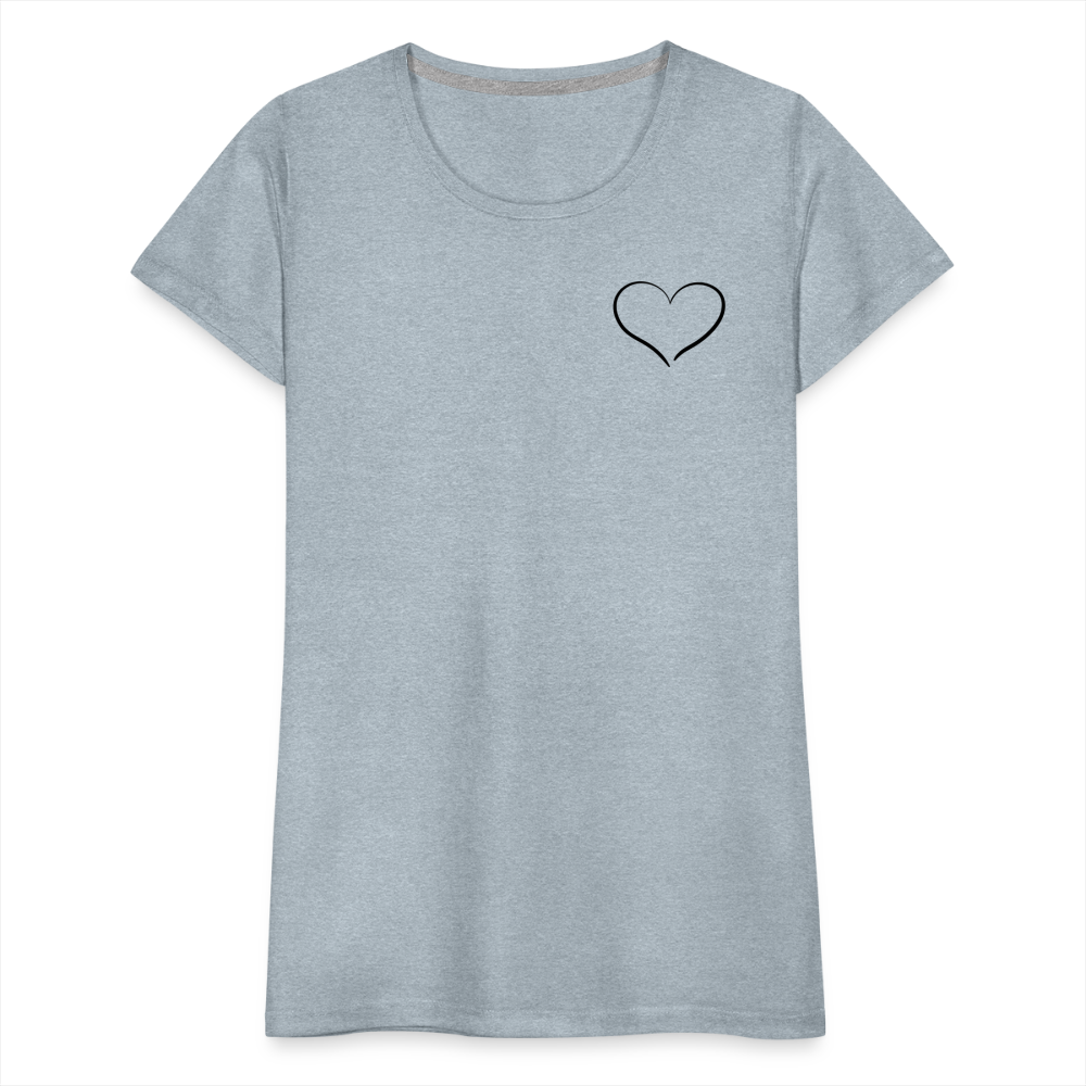 Heart Outline Design T-Shirt for Women | Women’s Premium T-Shirt - heather ice blue