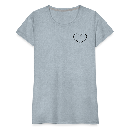 Heart Outline Design T-Shirt for Women | Women’s Premium T-Shirt - heather ice blue