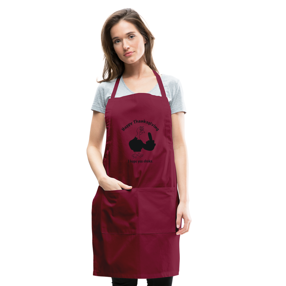 Happy Thanksgiving Apron | Adjustable Apron - burgundy