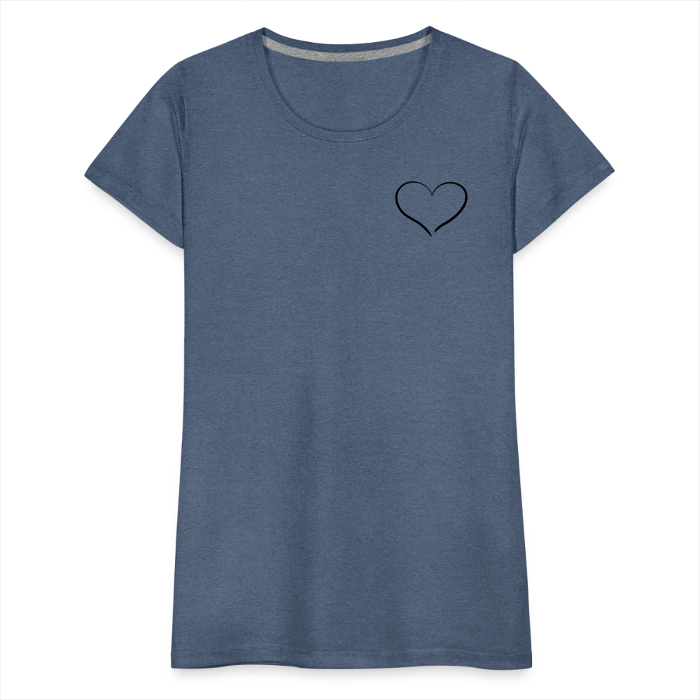 Heart Outline Design T-Shirt for Women | Women’s Premium T-Shirt - heather blue