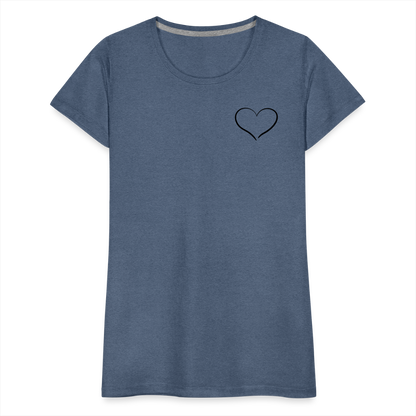 Heart Outline Design T-Shirt for Women | Women’s Premium T-Shirt - heather blue