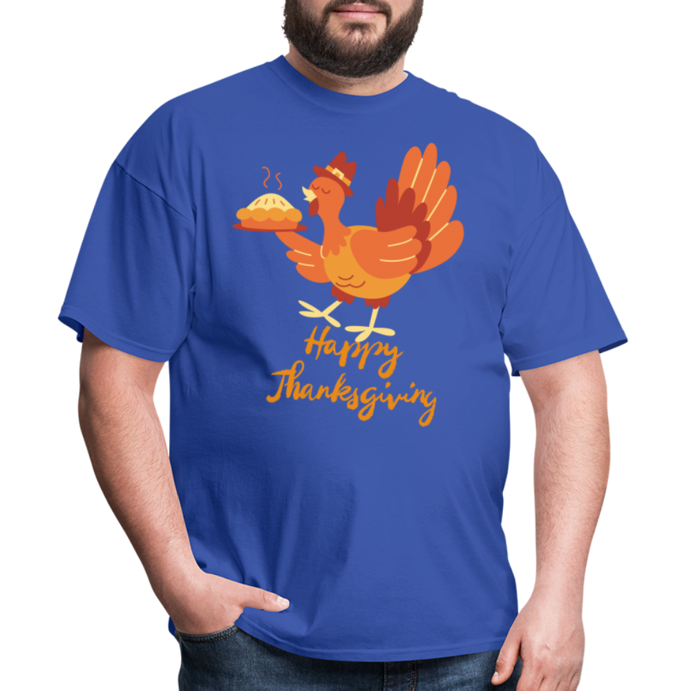 Happy Thanksgiving with Turkey | Unisex Classic T-Shirt for Men and Women - royal blue