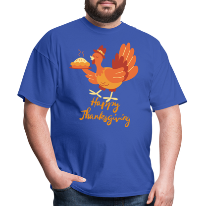 Happy Thanksgiving with Turkey | Unisex Classic T-Shirt for Men and Women - royal blue