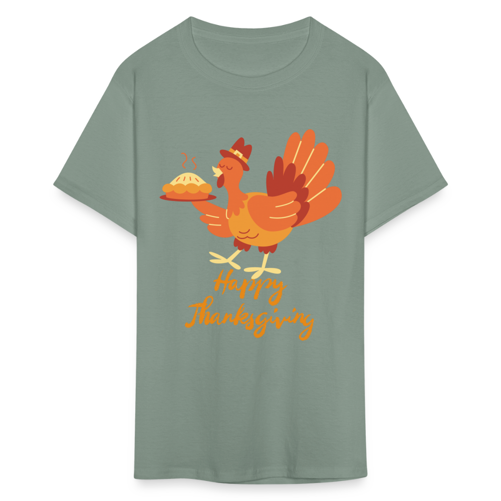 Happy Thanksgiving with Turkey | Unisex Classic T-Shirt for Men and Women - sage