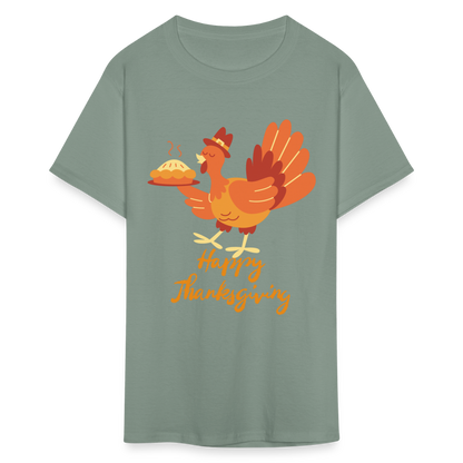 Happy Thanksgiving with Turkey | Unisex Classic T-Shirt for Men and Women - sage