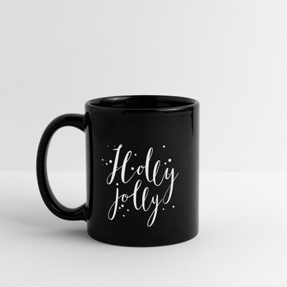 Festival Holly Jolly Black Full Color Mug - black