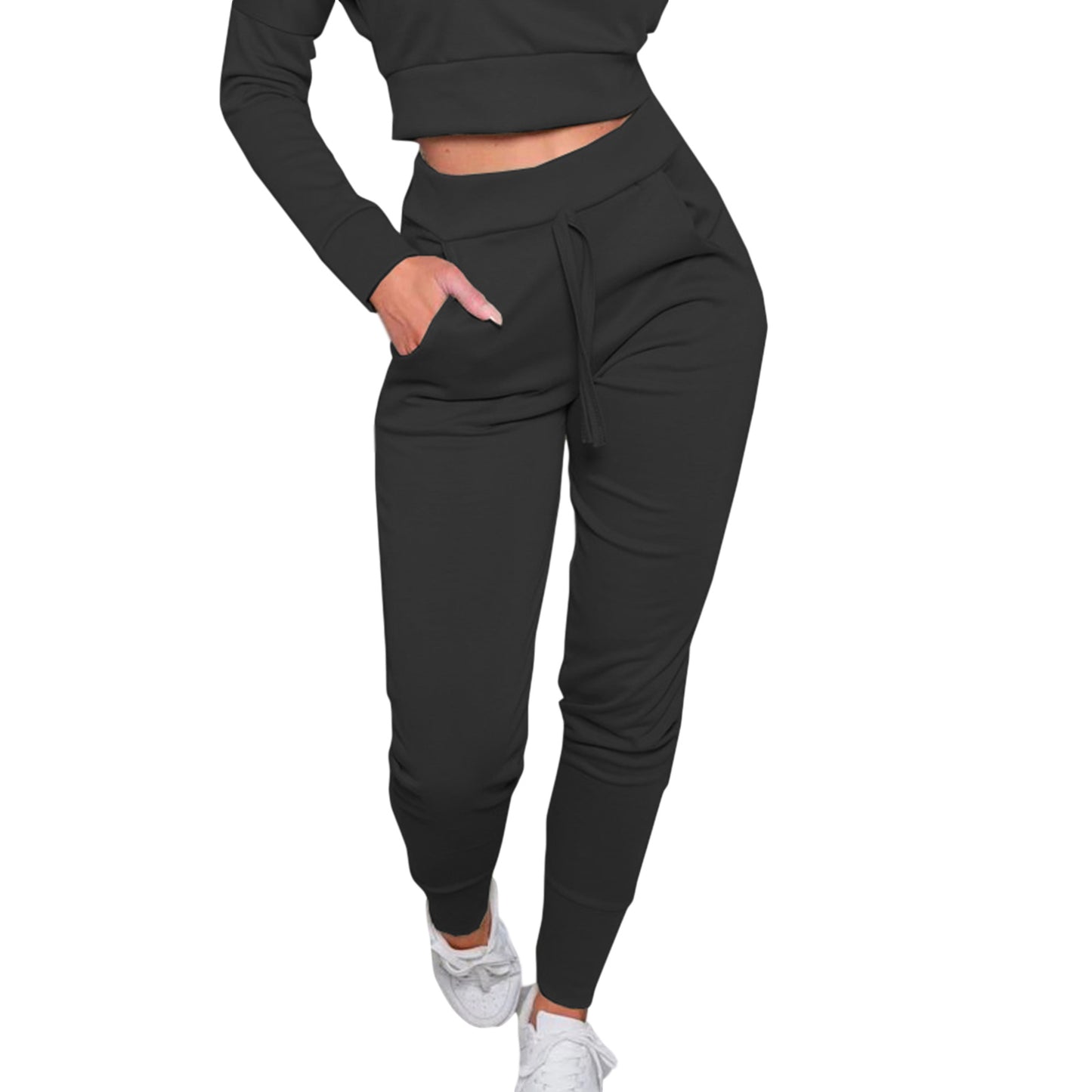 Women Korean Style High Waist Lace-up Sweatpants Autumn Winter Fashion Casual Joggers Pants Slim Fit Pencil Trousers Femme