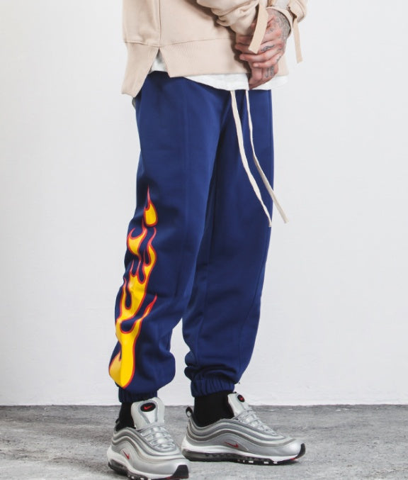 Hop Pants Flame Print Women Men Joggers Sweatpants