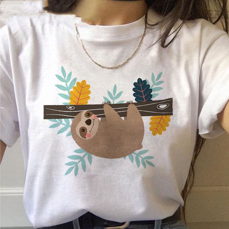 Sloth Kawaii Printed Women T-Shirts