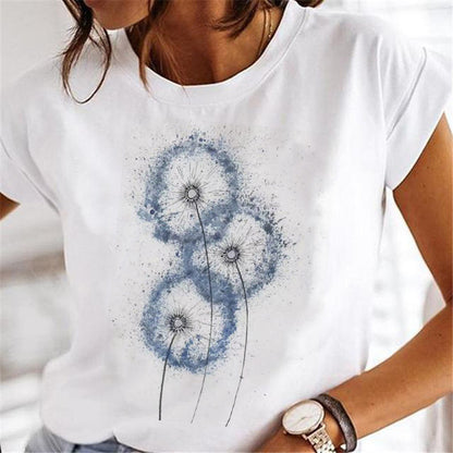 Women Dandelion T-Shirts Fashion Clothing Cartoon Clothes