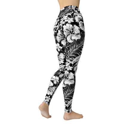 Black And White Color Sports Leggings Yoga Pants