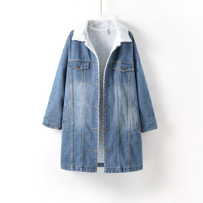 Vangull Fur Warm Winter Denim Jacket Women