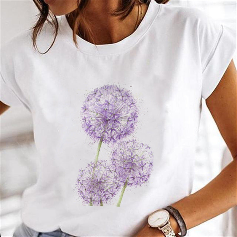 Women Dandelion T-Shirts Fashion Clothing Cartoon Clothes