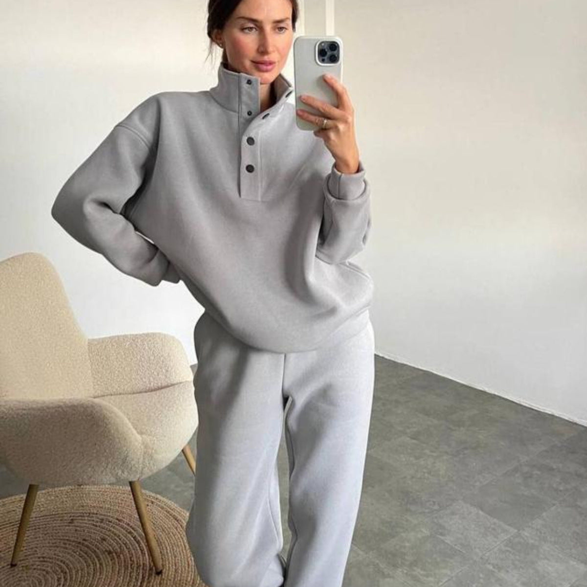 Oversized Solid Casual Pullovers Long Pant Set Warm Hoodie New Tracksuit Suit Fashion Pant Sets for Women 2 Pieces