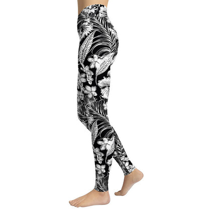 Black And White Color Sports Leggings Yoga Pants