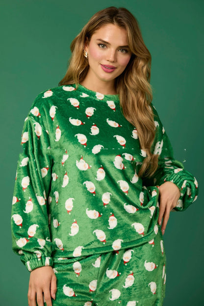 2025 Casual Flannel Pajama Sets For Women 2 Piece Cute Long Sleeve Matching Lounge Shirts Sets Santa Claus Pajamas Homewear